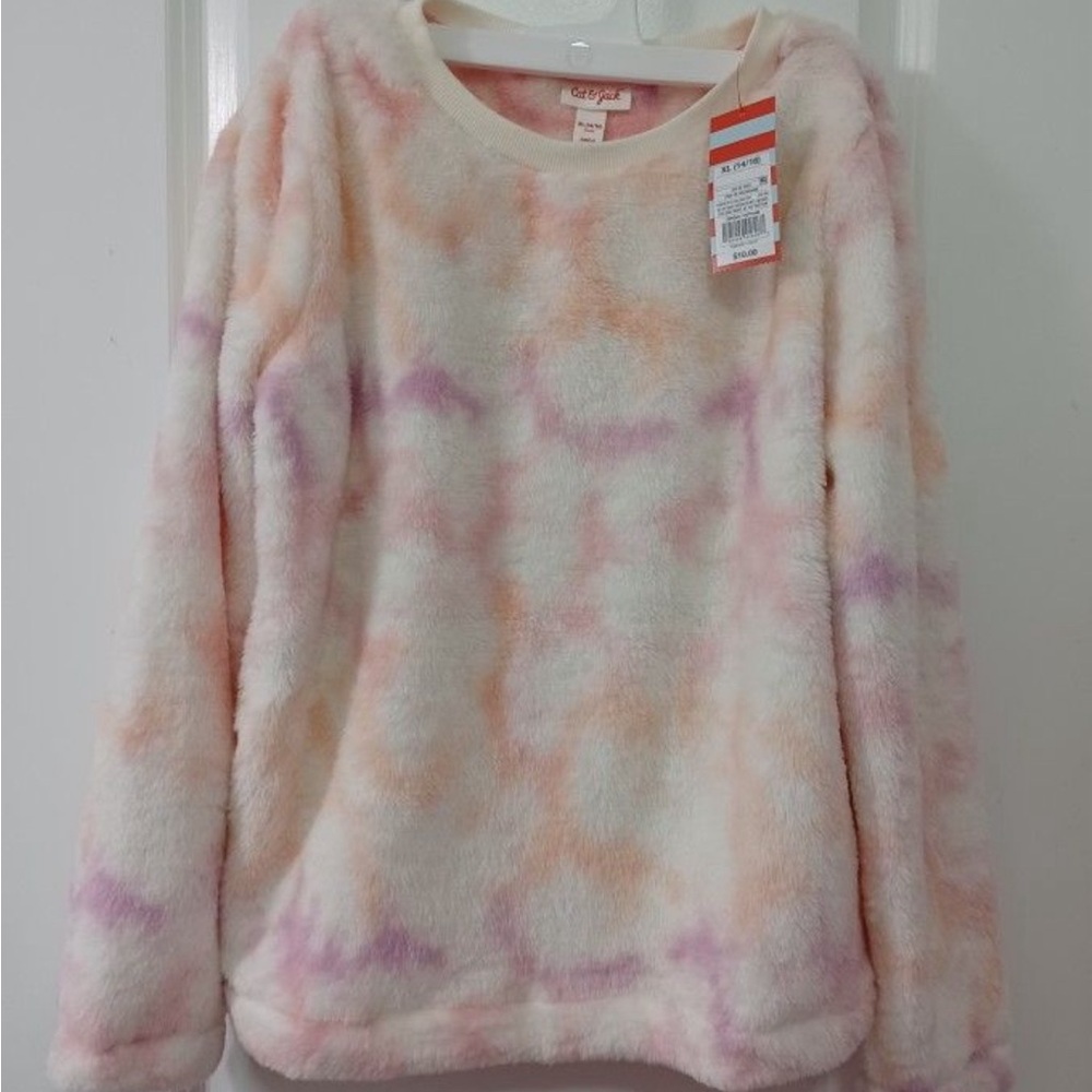 Cat & Jack Fuzzy Tie-Dye Jacket - Pink, Purple, Orange